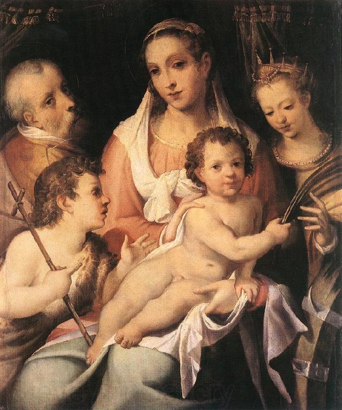 PASSEROTTI, Bartolomeo Holy Family with the Infant St John the Baptist and St Catherine of Alexandria f France oil painting art